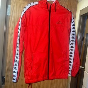 Kappa Men's Black Zip Through Rain Jacket - Red